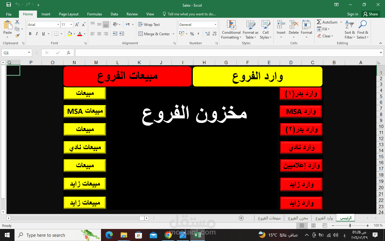 تصميم برنامج محاسبي بالاكسيل