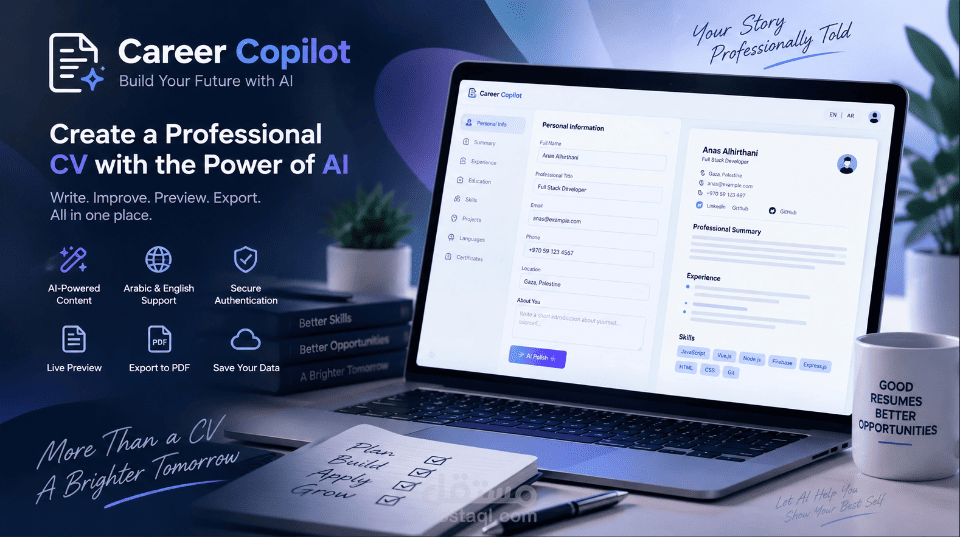 Career Copilot – منصة ويب ذكية لإنشاء السيرة الذاتية بالذكاء الاصطناعي (Vue 3 + NodeJS + Firebase + Gemini)