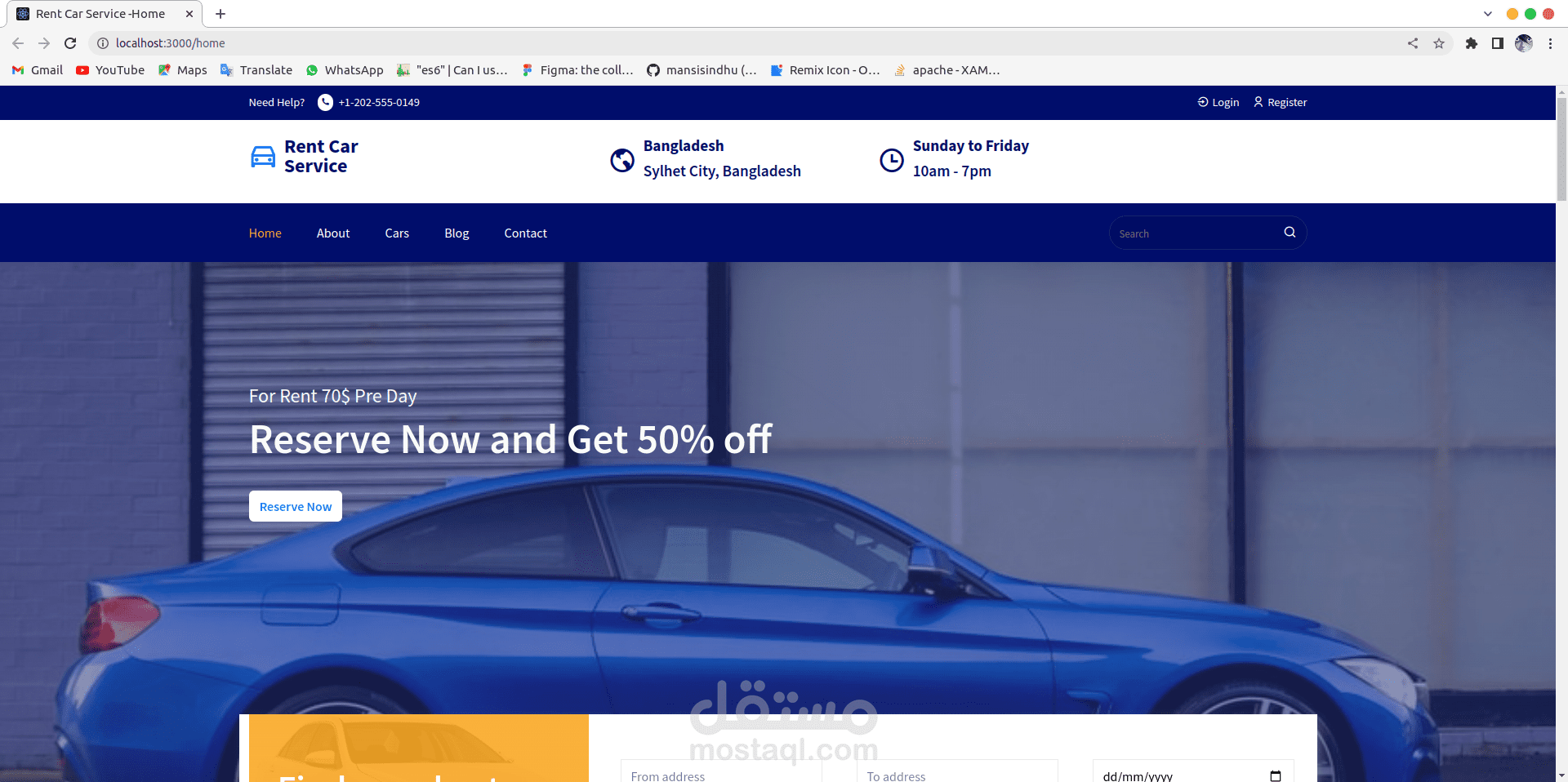 Car Rent Use React JS and Bootstrap