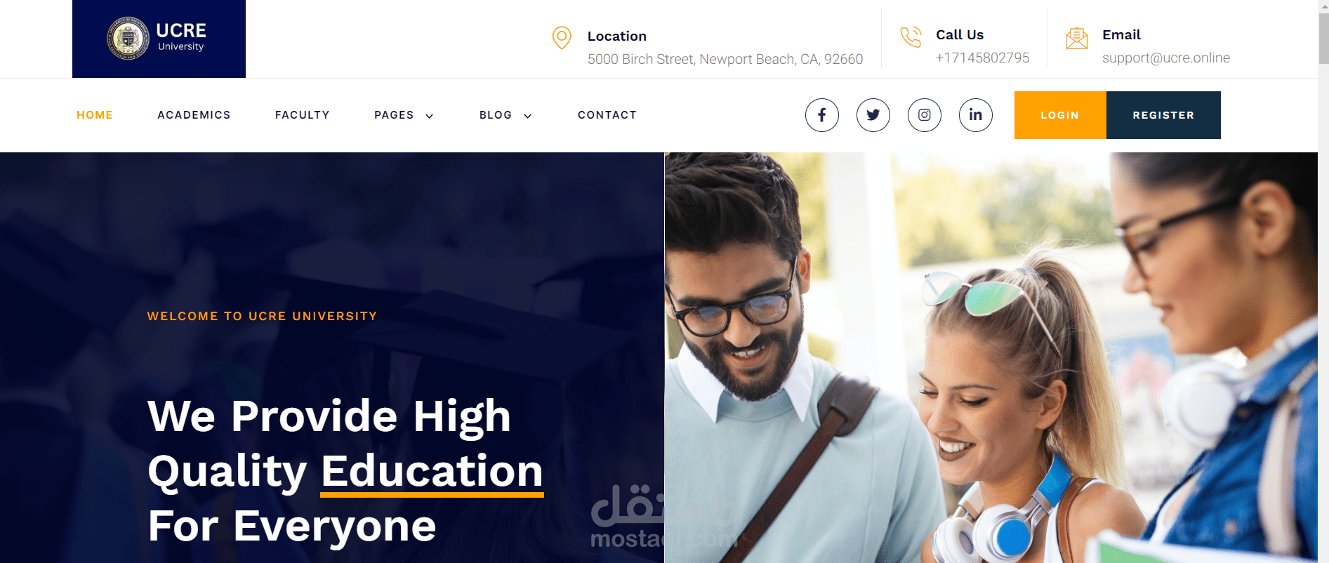 تصميم موقع الكتروني لجامعة اون لاين