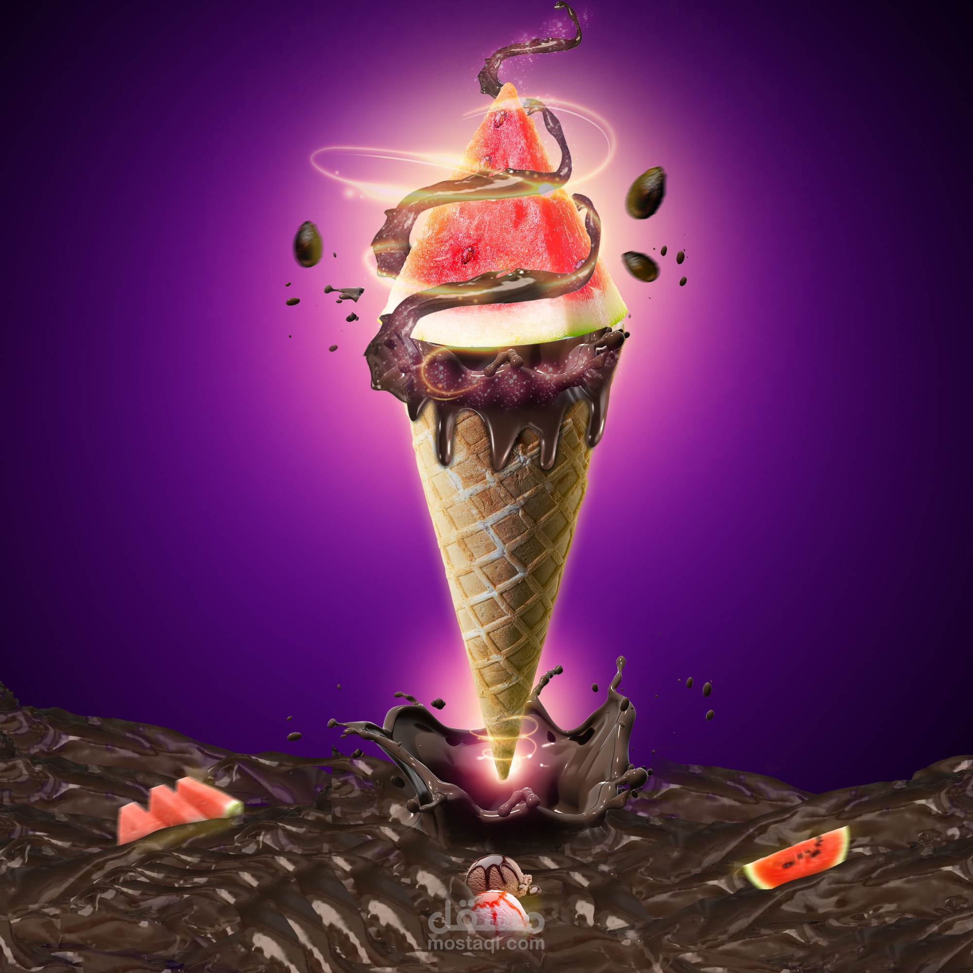 إعلان ايس كريم شوكلاتة وبطيخ