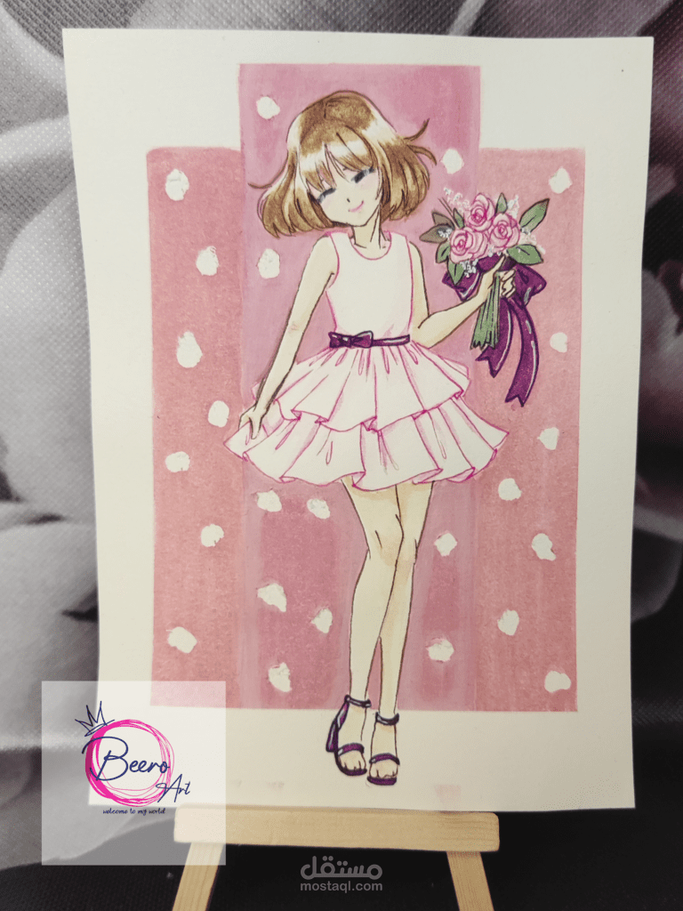 رسم شخصية باسلوب الانمي تلوين مائي