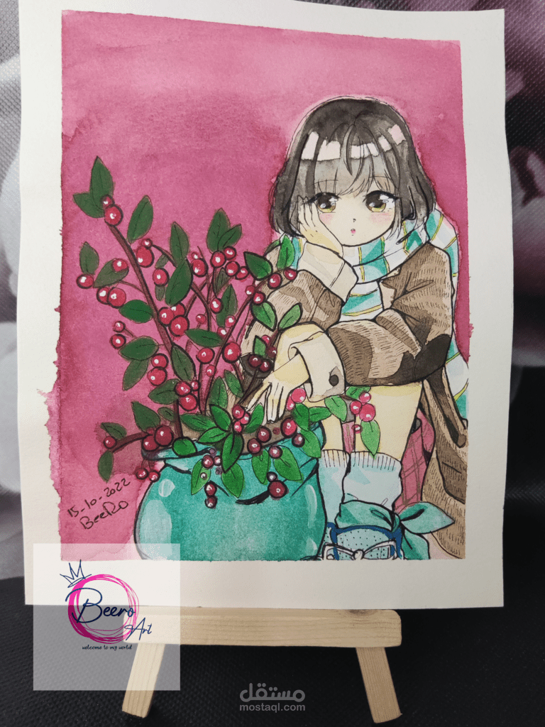 رسم شخصية باسلوب الانمي تلوين مائي