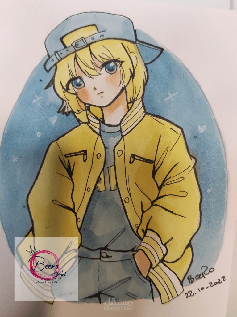 رسم شخصية باسلوب الانمي تلوين اكريلك