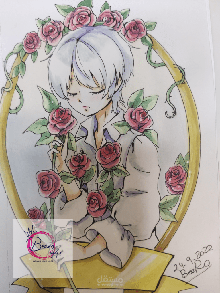 رسم شخصية باسلوب الانمي مع تلوين مائي