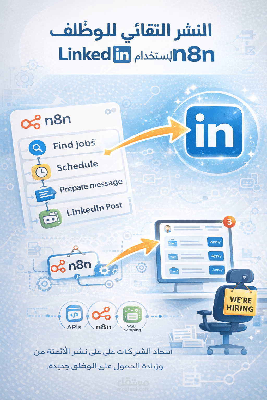 نظام النشر التلقائي على LinkedIn باستخدام n8n
