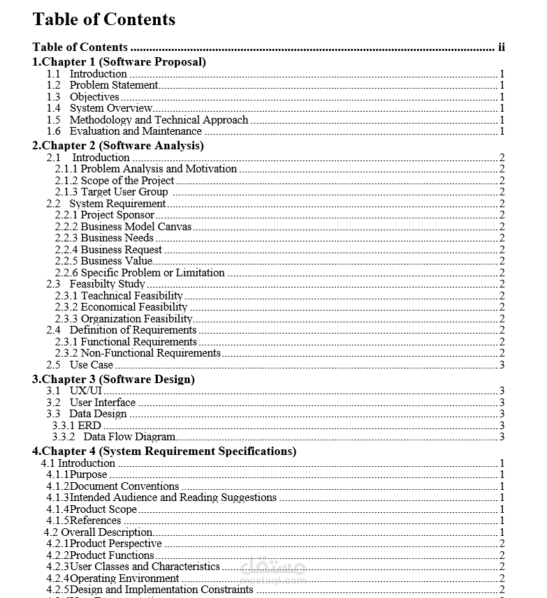 Documentation for projects