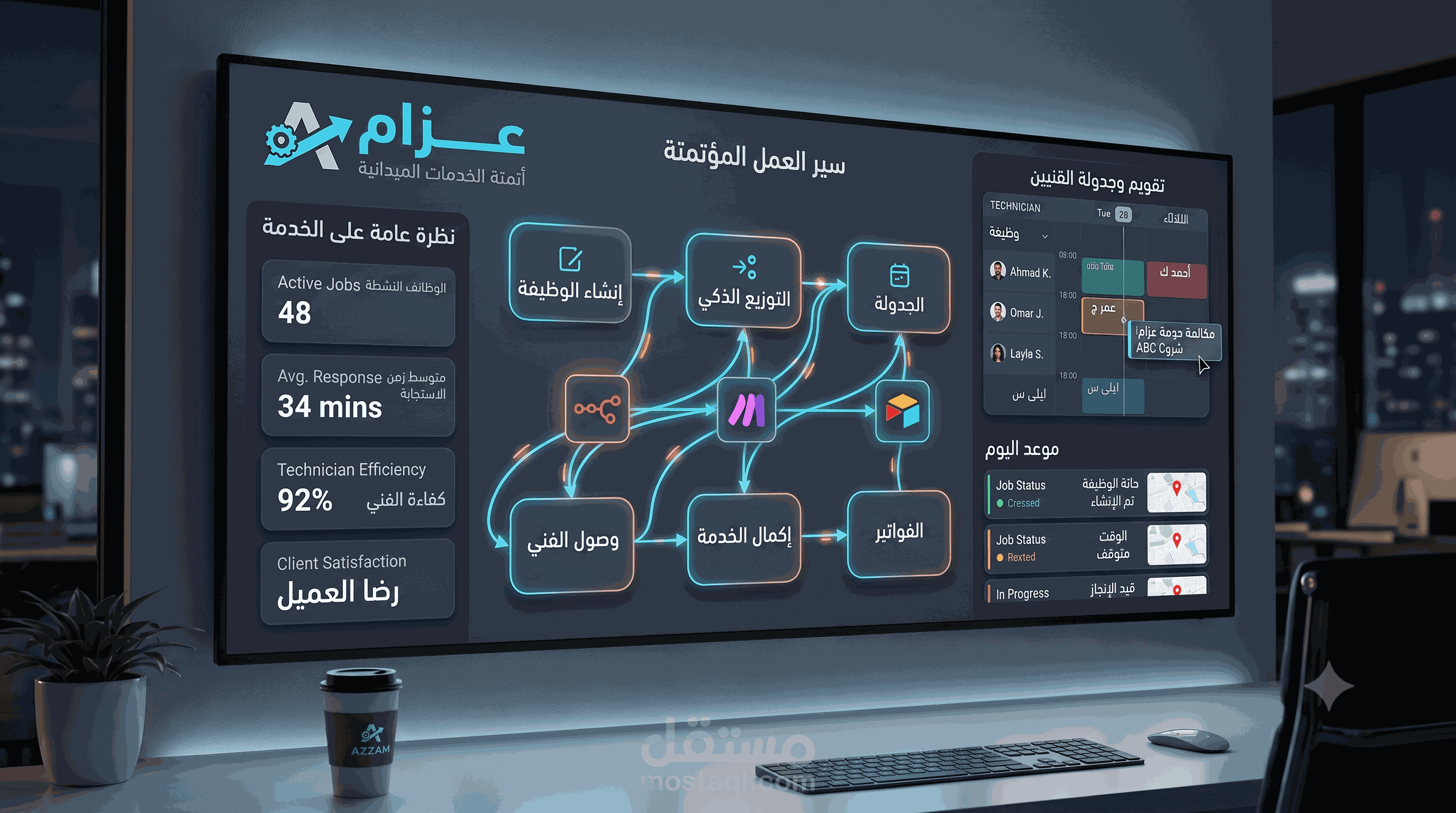 ظام أتمتة الجدولة والعمليات الميدانية لشركات الصيانة والتكييف (عزام)