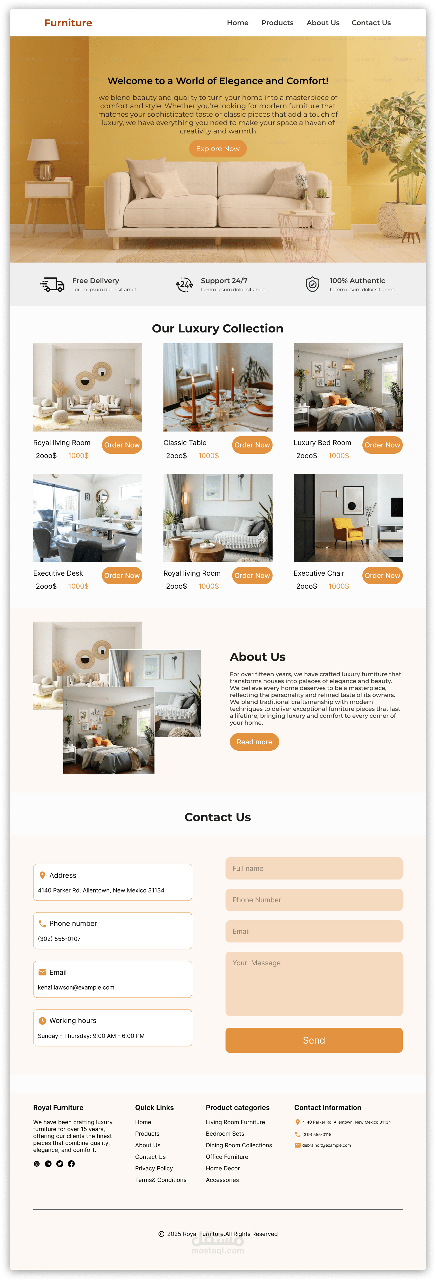 أصمم لك صفحة هبوط (Landing Page) لأثاث عصري وجذاب - متجاوبة مع الموبايل وسطح المكتب