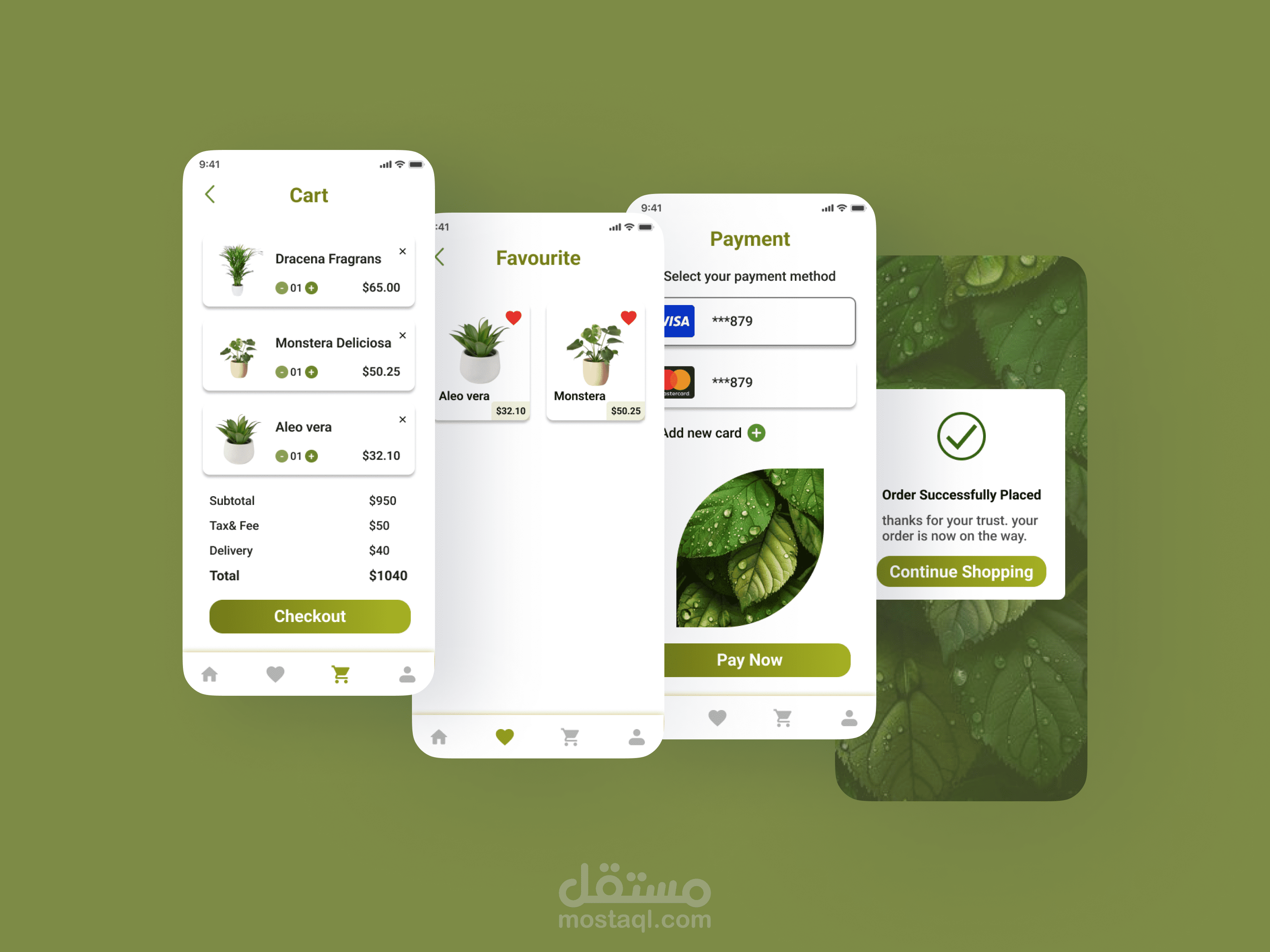 تصميم واجهات احترافية مع تجربة مستخدم مريحة لتطبيق نباتات