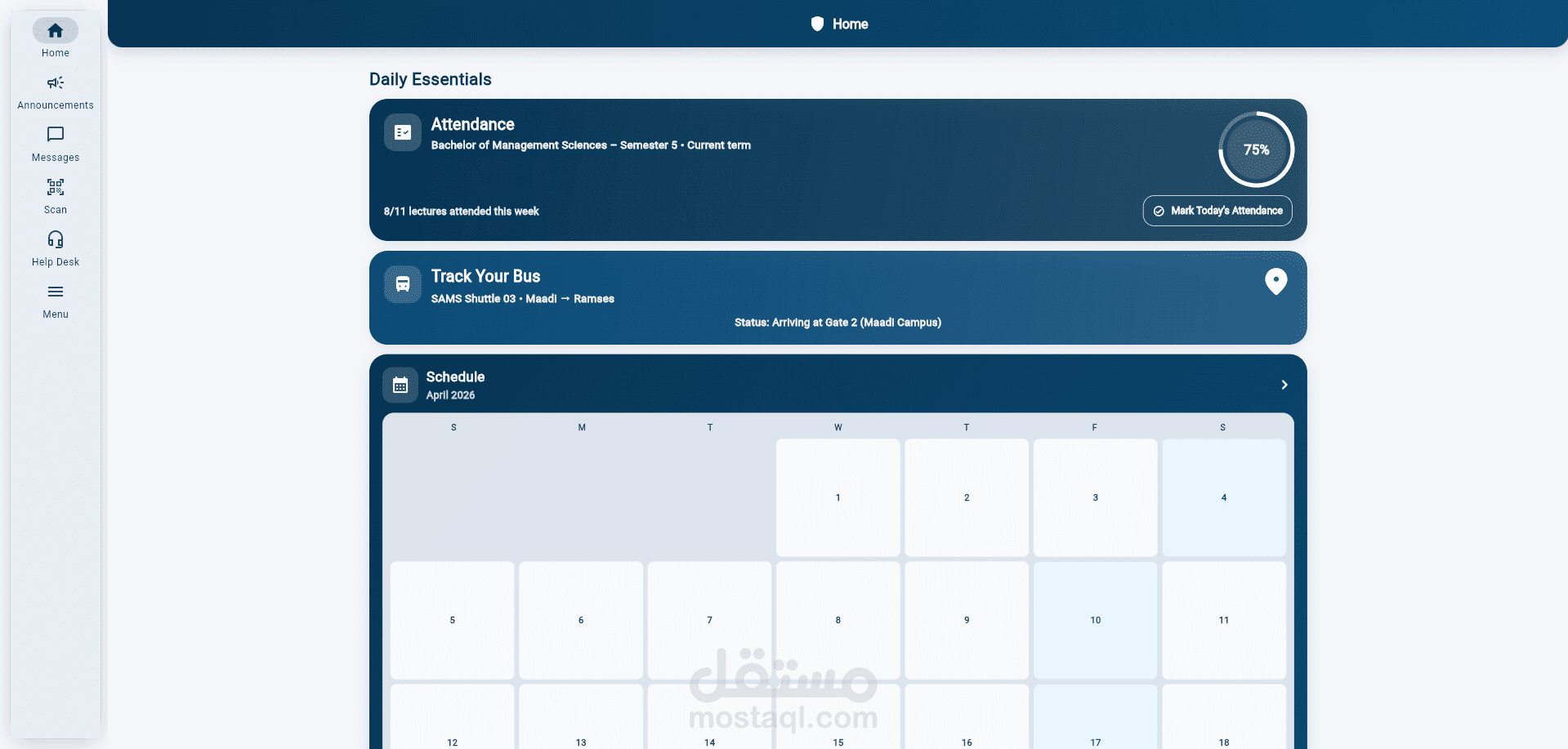 Sams - Sadat Academy Student Portal