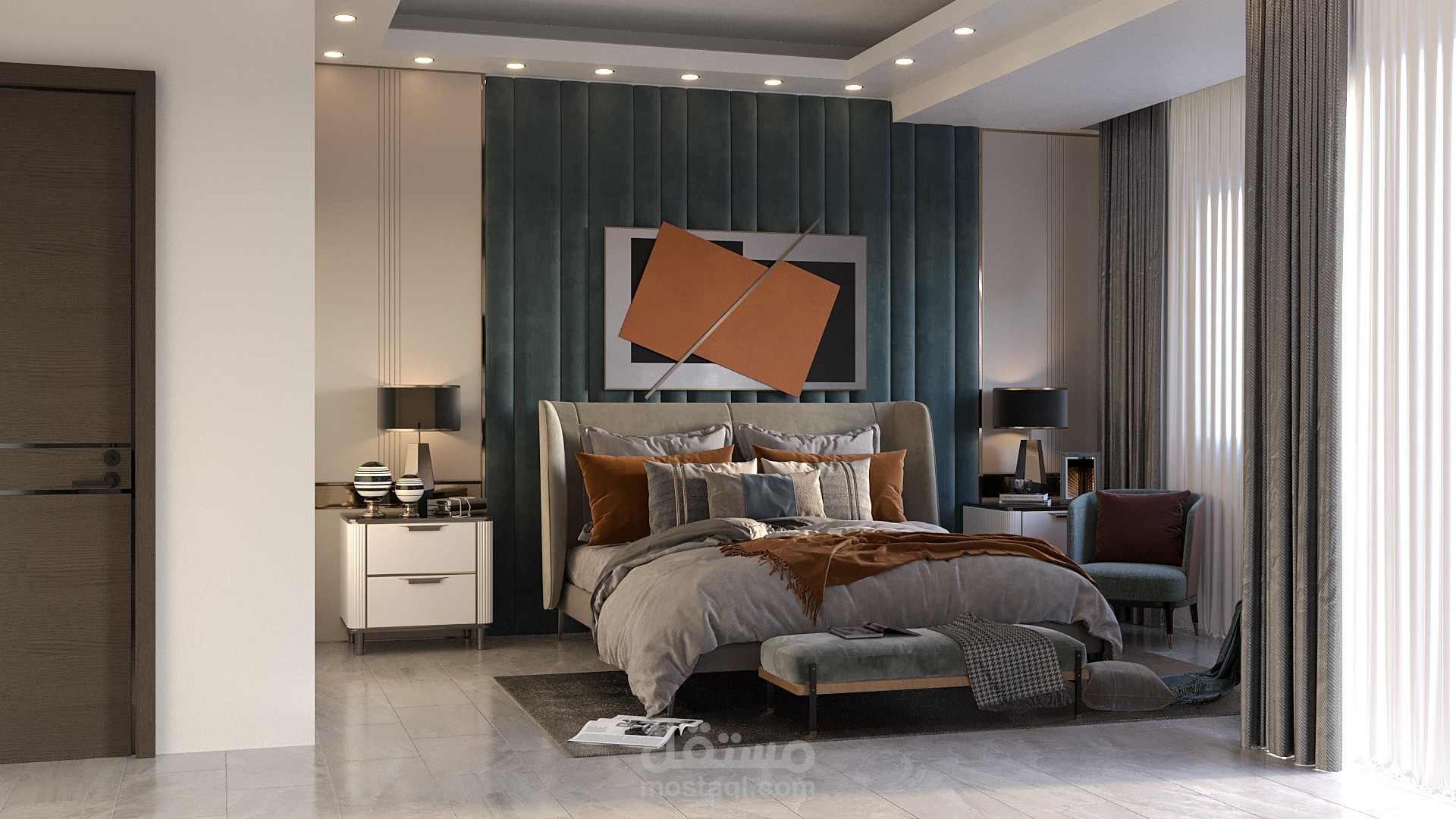 تصميم داخلي لغرفه نوم + درسنج روم