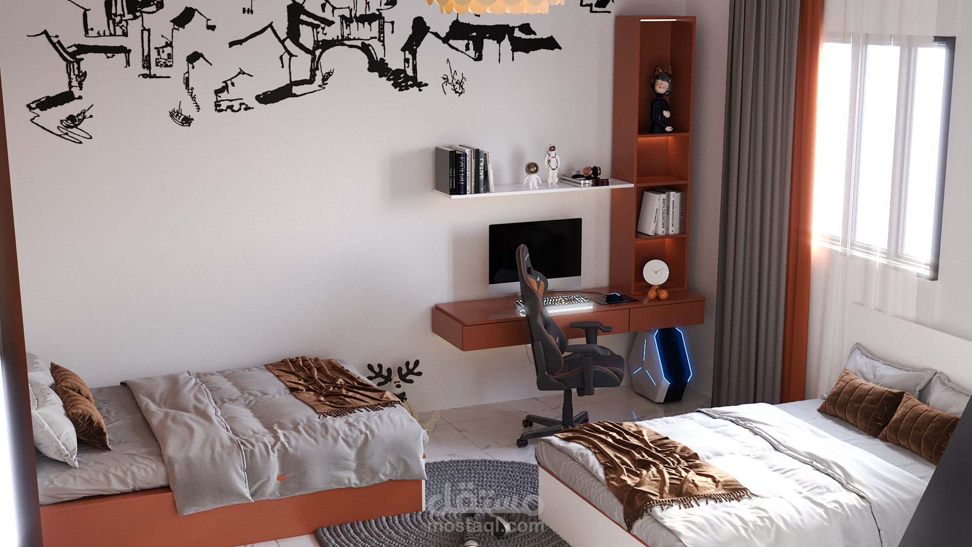 تصميم داخلي لغرفه نوم أولاد بسيطه