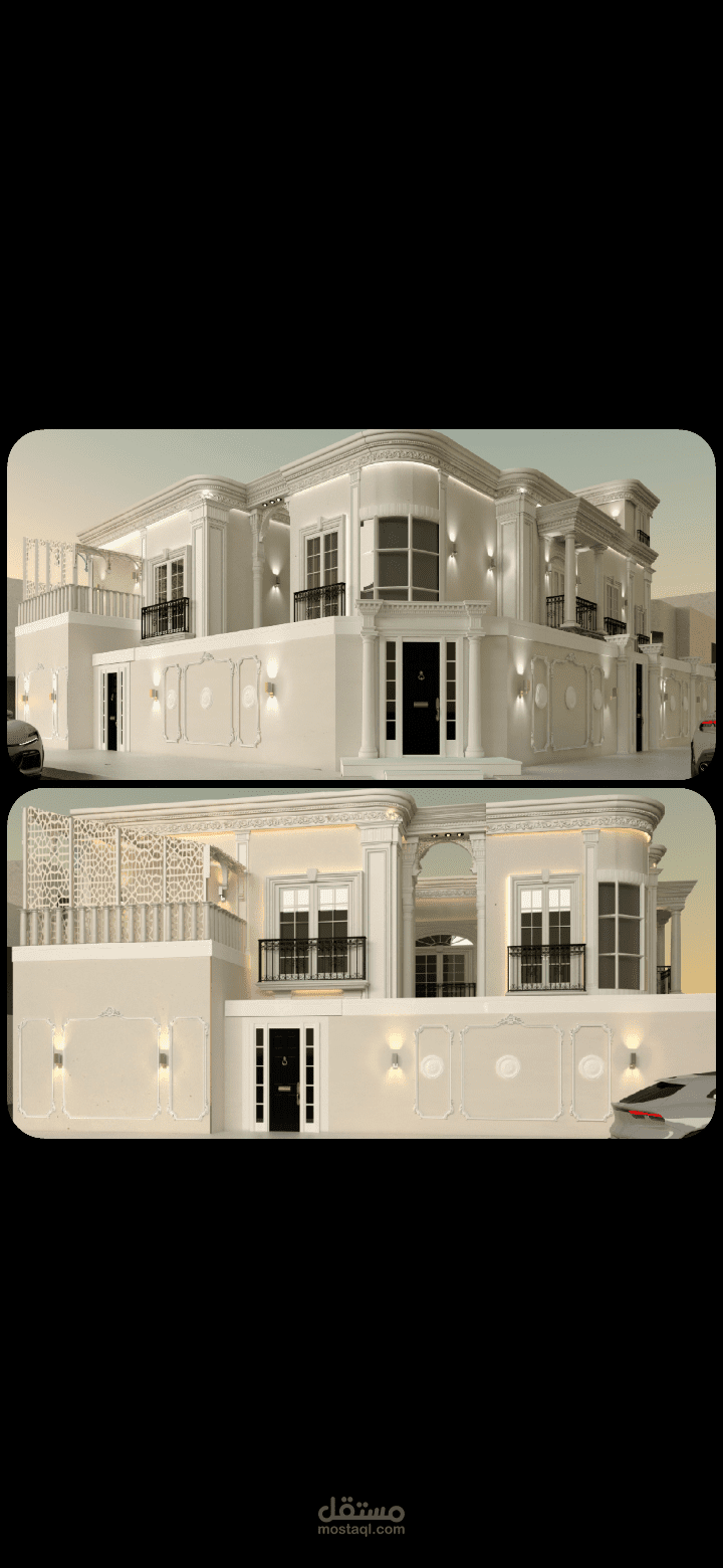 تصميم واجهة فيلا مع المخططات التنفيذية