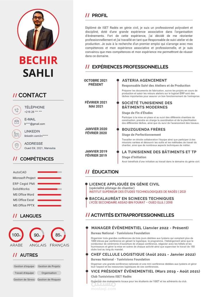 Professionnel French / English / Canadian / ARAB CV