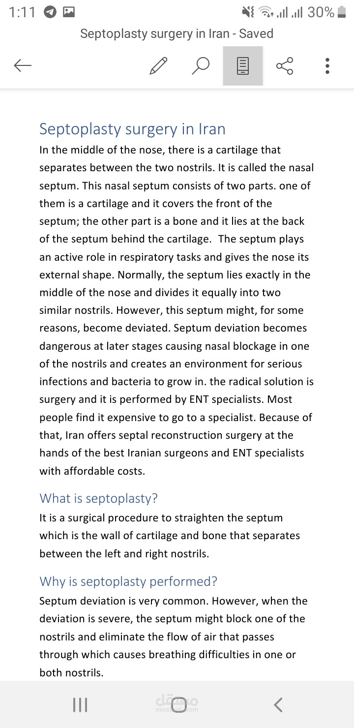 Septoplasty surgery in Iran