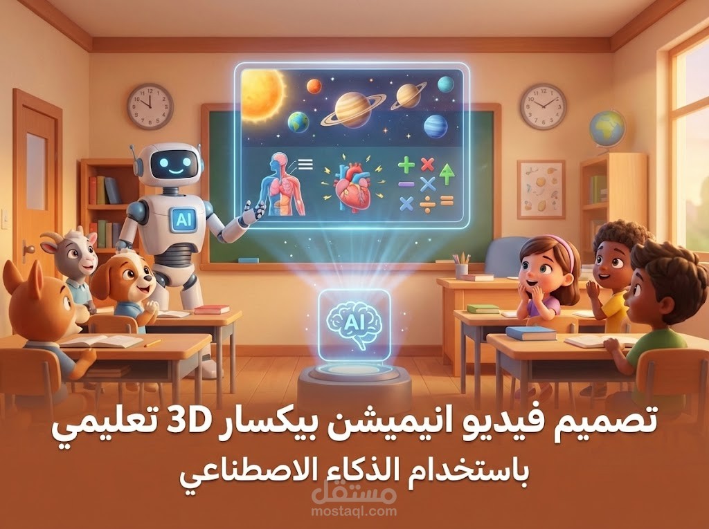 تصميم فيديو انيميشن بأسلوب بيكسار تعليمي باستخدام الذكاء الاصطناعي