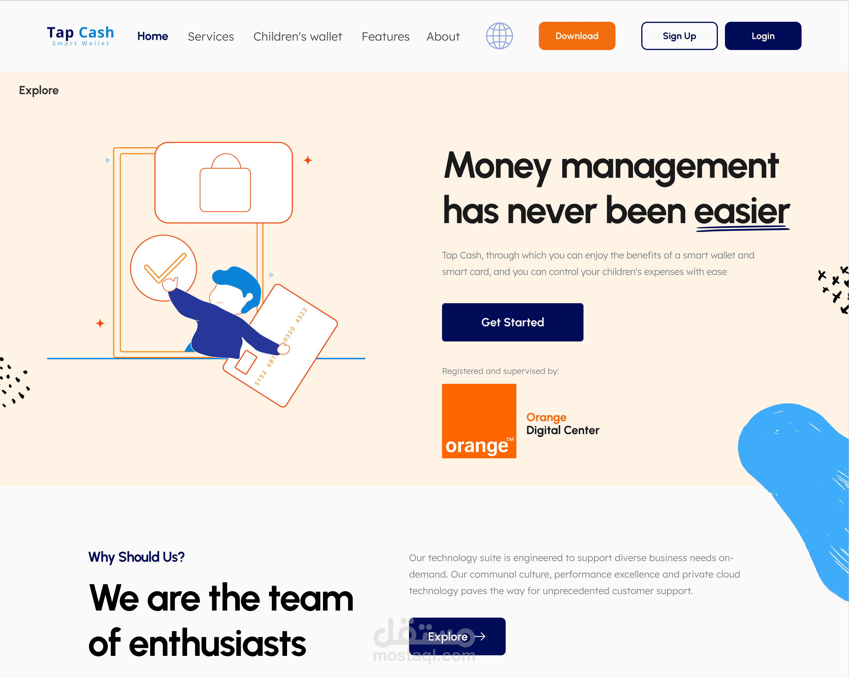 UI Design Website For Tap Cash (E-Wallet Website)