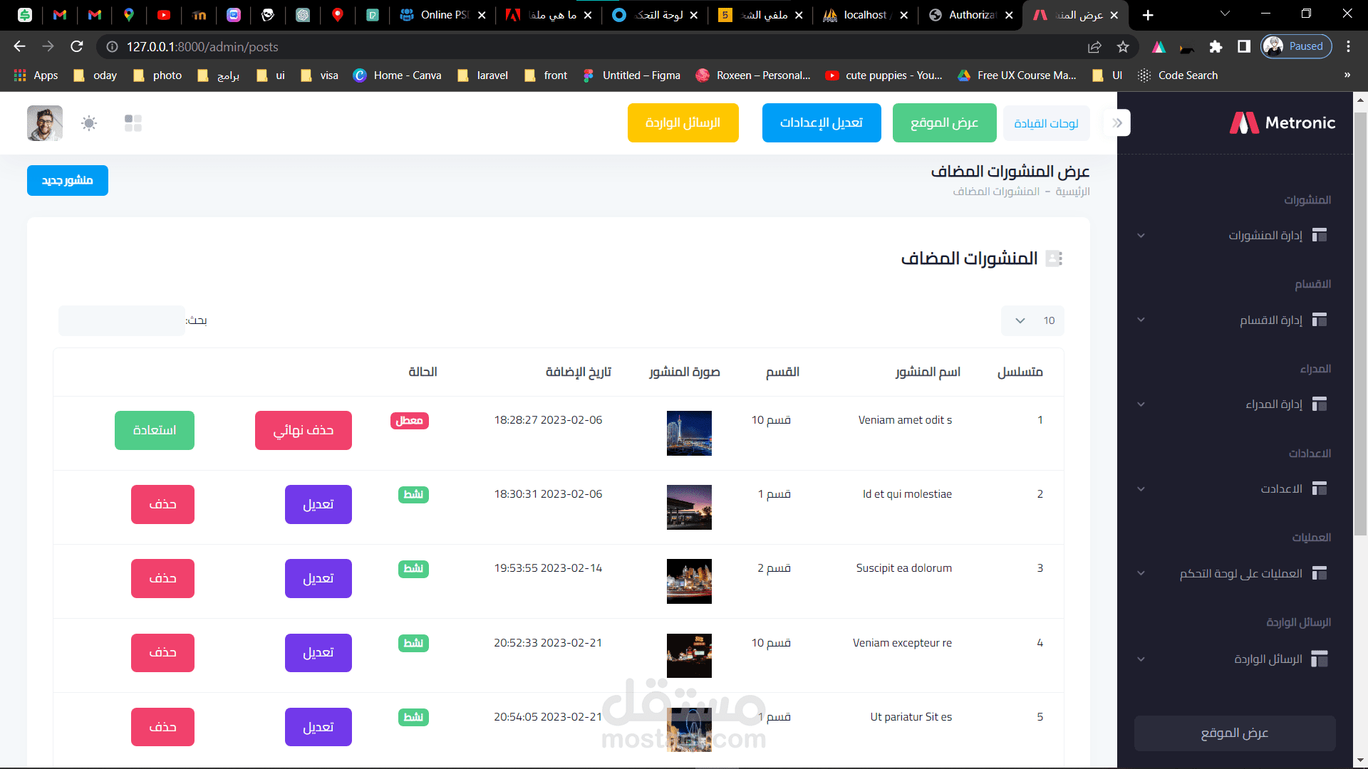 تصميم وبرمجة لوحة تحكم باستخدام احدث التقنيات ( Laravel ) لارفيل