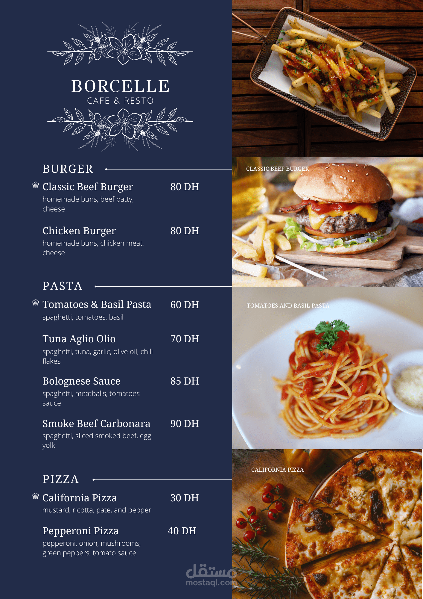 تصميم قوائم طعام