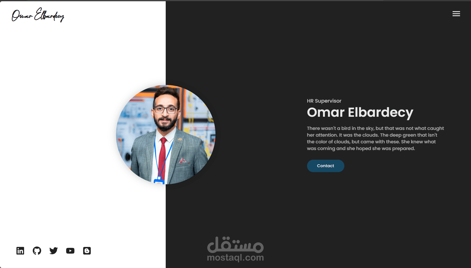 موقع ويب يعرض مهارات العميل