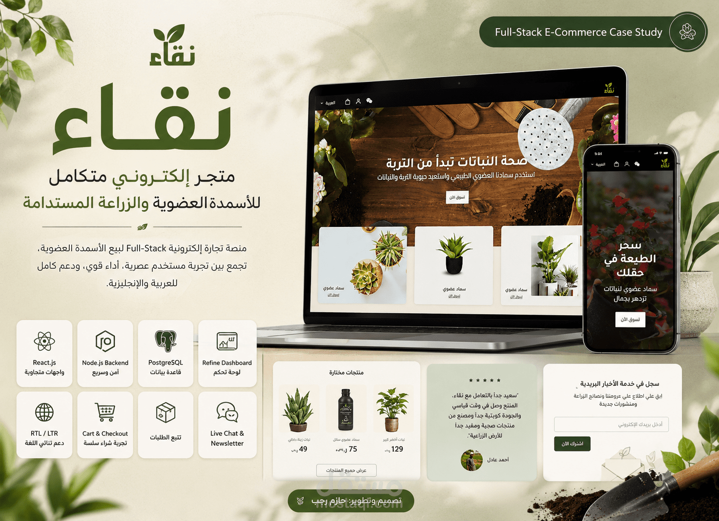 تطوير متجر إلكتروني متكامل (نقاء) مع لوحة تحكم الإدارة