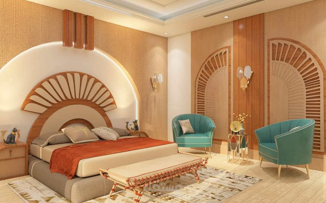غرفه فندقيه على الطراز الفرعوني بصوره حديثه