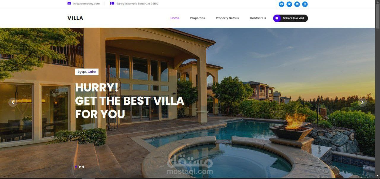 برمجة واجهات فرونت اند لشركة عقارات