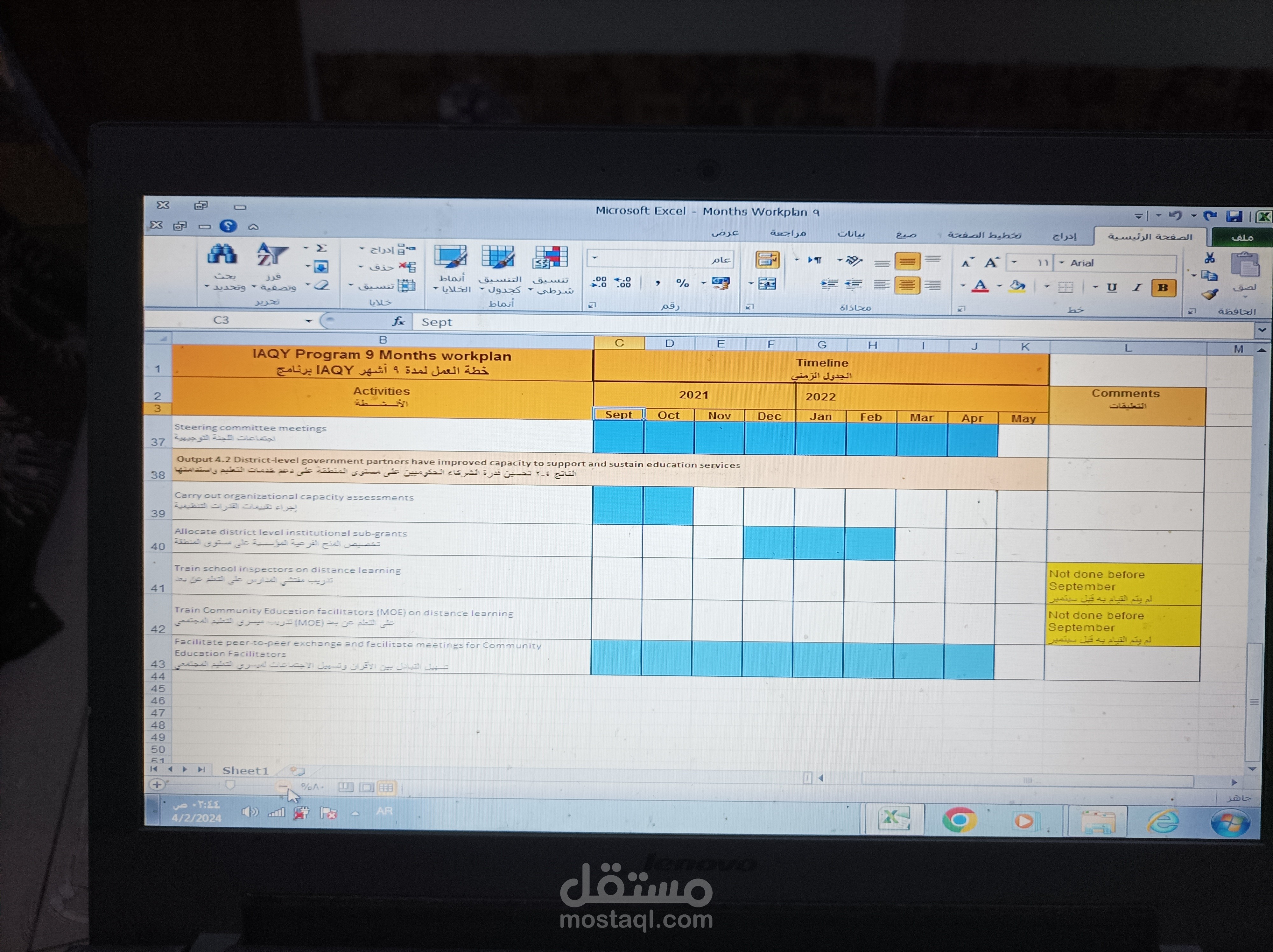 نماذج سابقة لخطط عمل Work plans