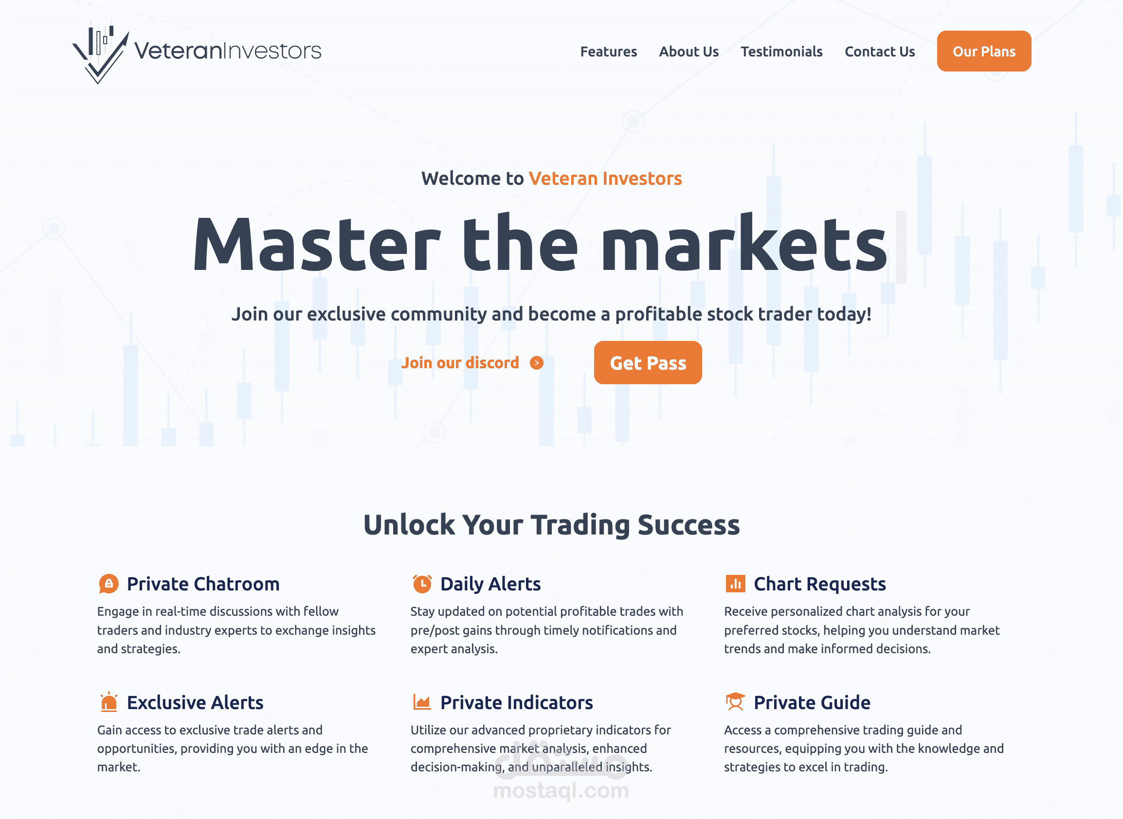 تصميم صفحة هبوط لموقع Veteran Investors