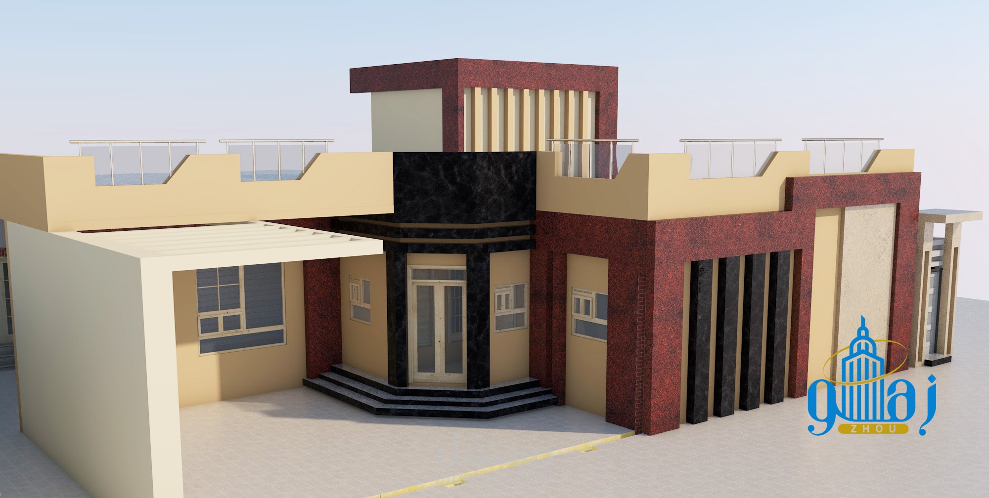 تصميم واجهات خارجية لطابق ارضي