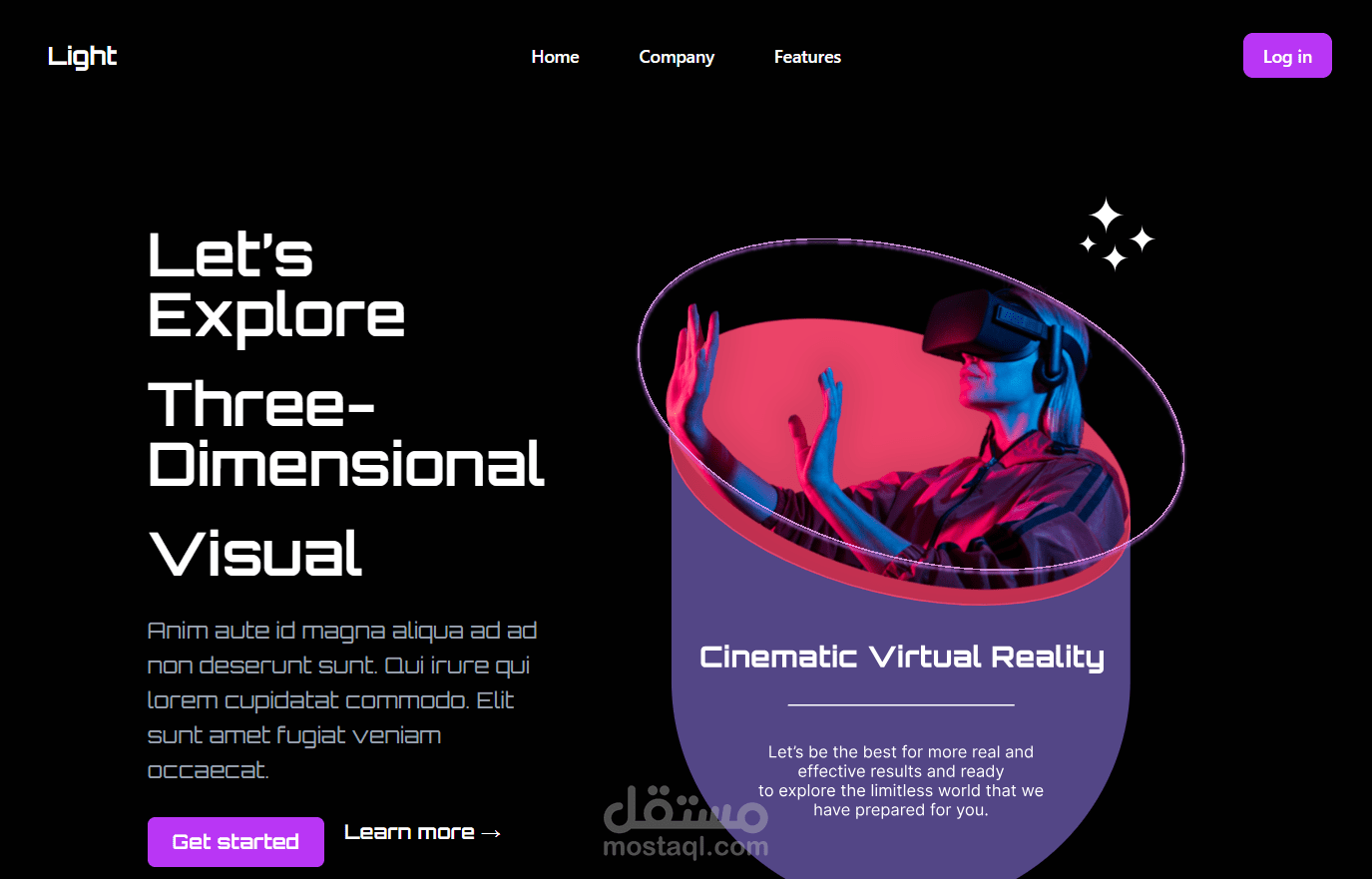 Landing Page لمنتج الكتروني( VR Headset )