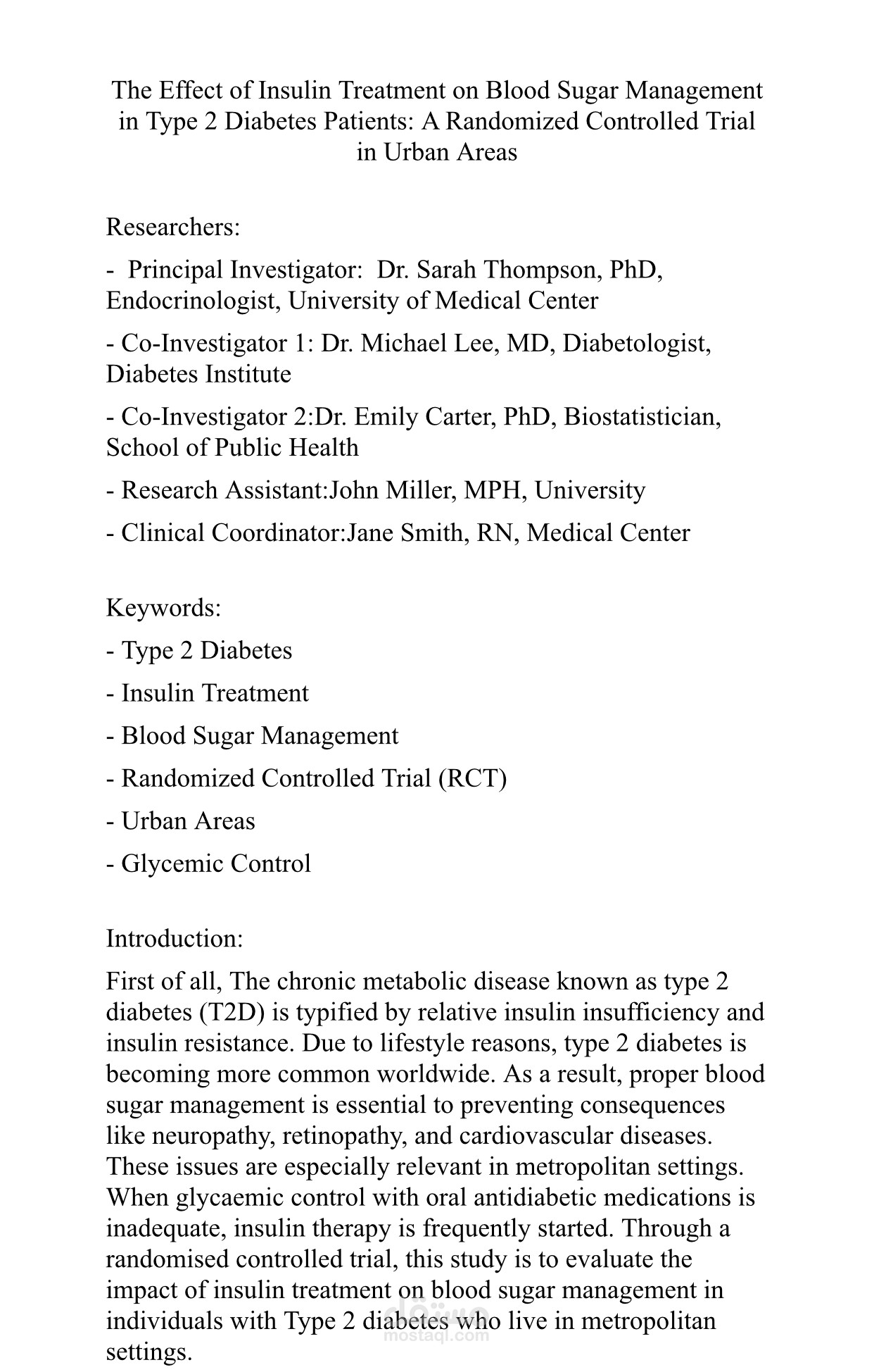 The Effect of Insulin Treatment on Blood Sugar Management in Type 2 Diabetes Patients: A Randomized Controlled Trial in Urban Areas