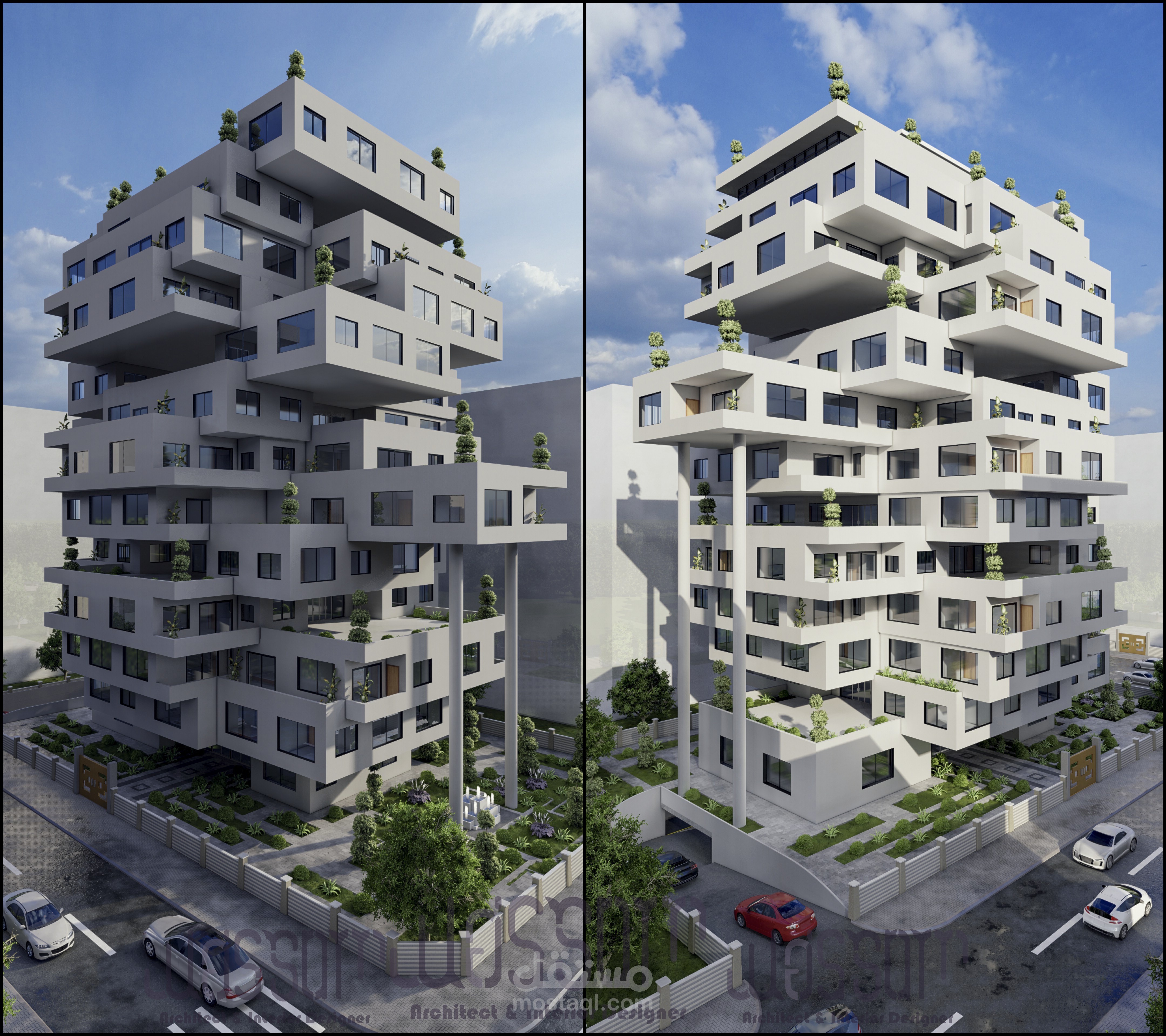 بناء سكني حديث مستدام