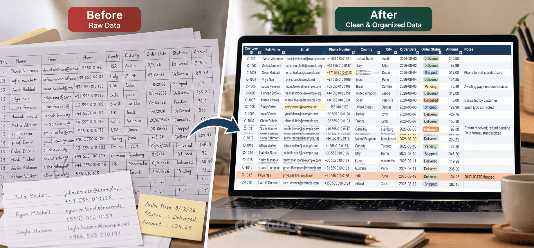 إدخال البيانات وتنظيفها وتنظيمها باحترافية باستخدام Excel