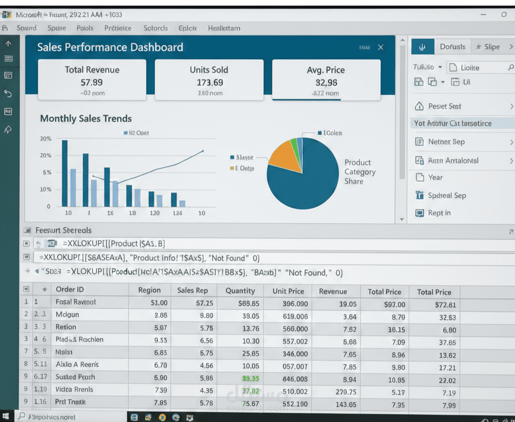 نموذج تحليل مبيعات وربط بيانات باستخدام Excel