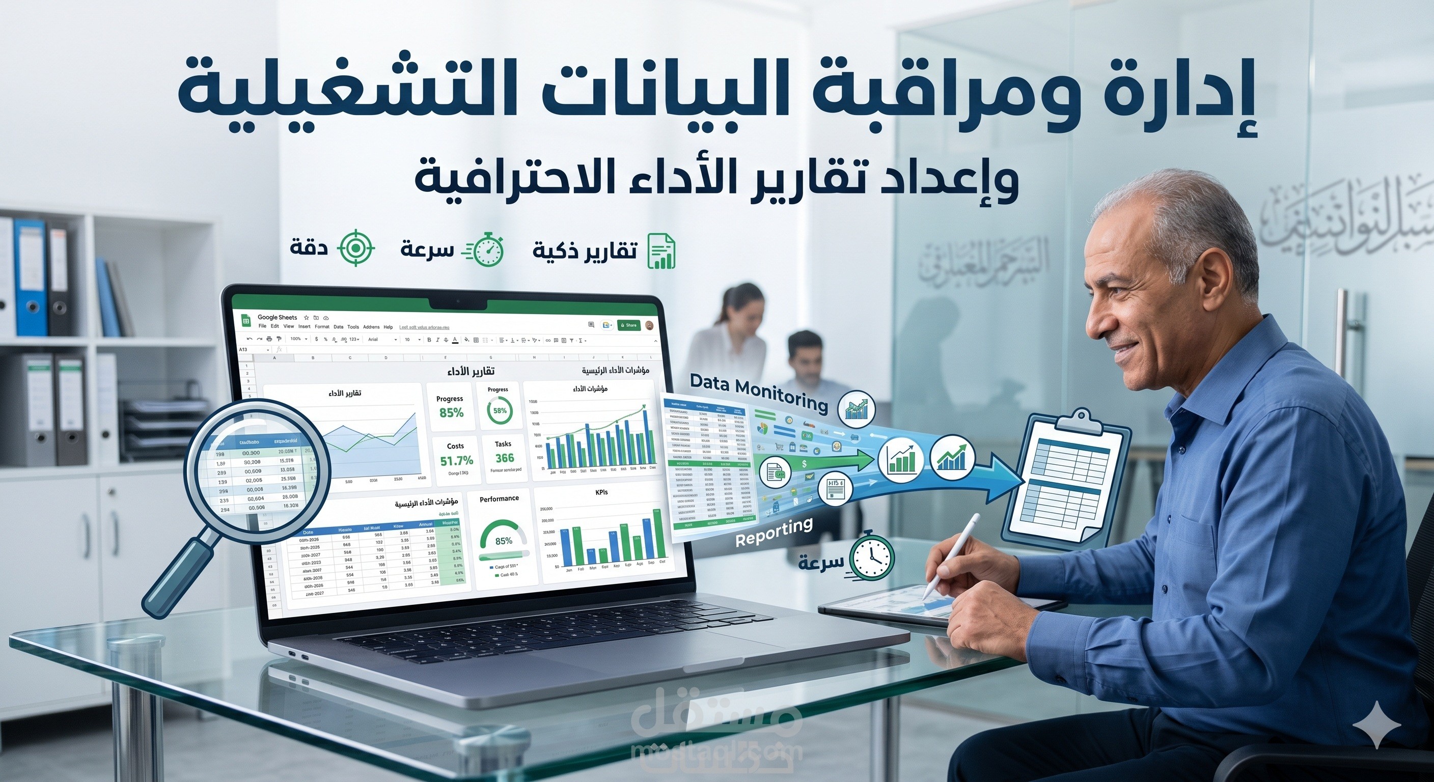 إدخال ومراقبة البيانات التشغيلية مع إعداد تقارير أداء دورية