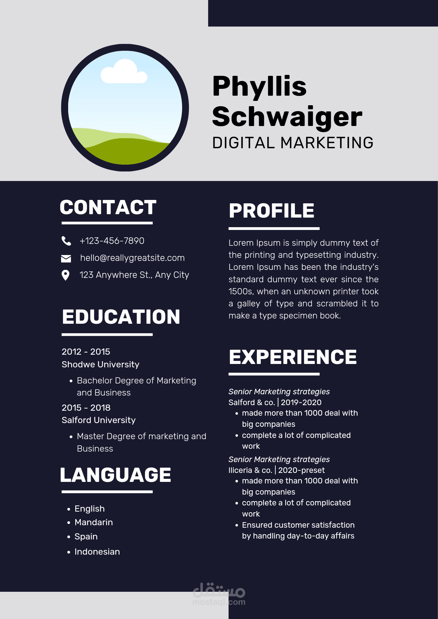 نموذج سيرة الذاتية