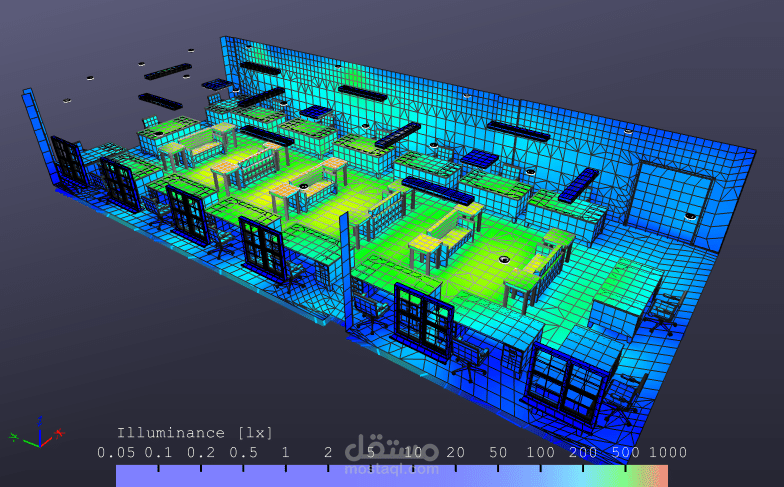تحليل الإضاءة لمسطح داخلي بإستخدام تقنية البيم BIM