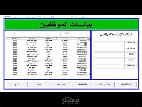 حصر بيانات موظفين الشركه
