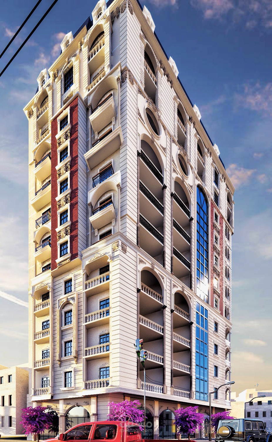 تصميم واجهة عمارة سكنية بالاسكندرية