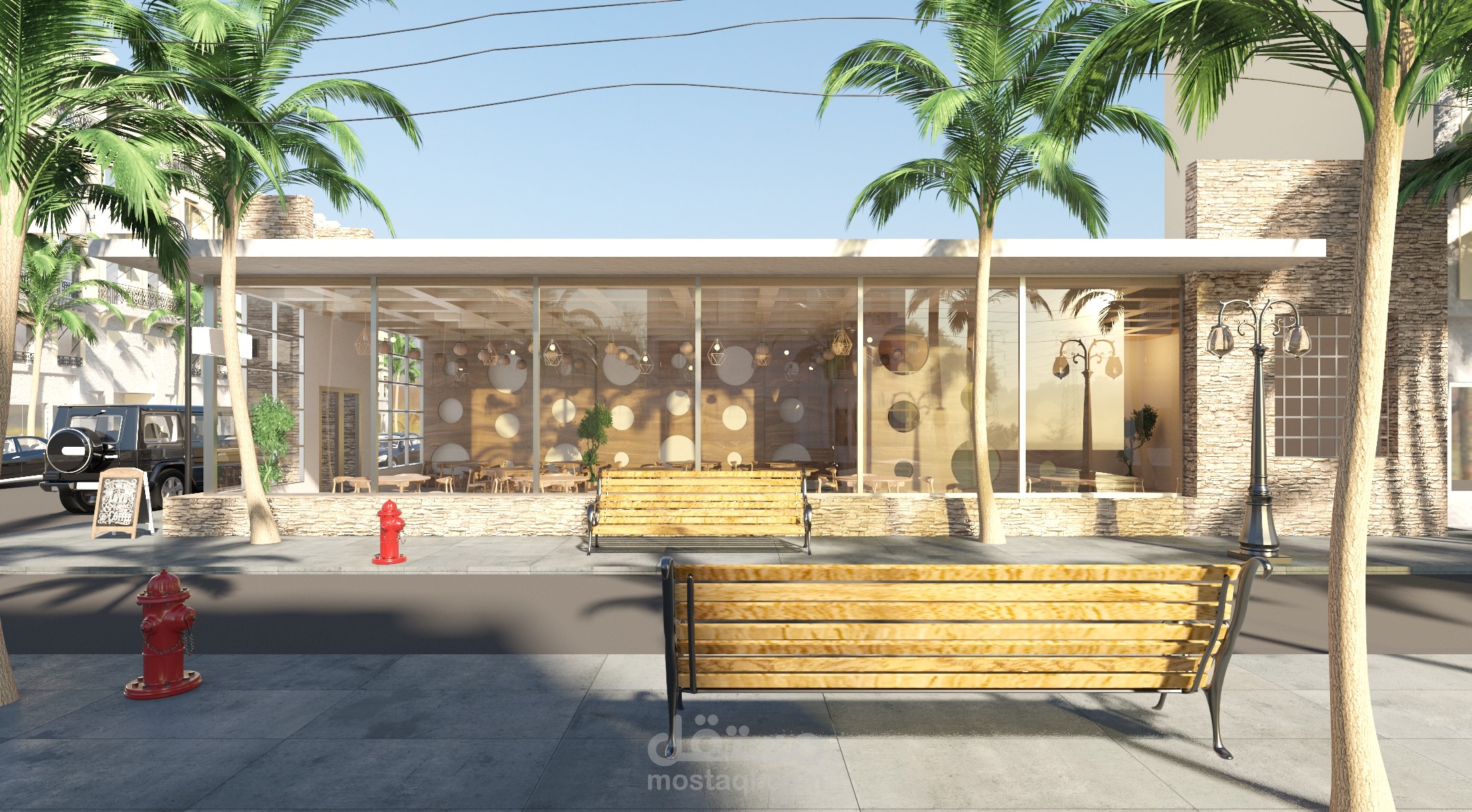 تصميم خارجي لواجهة كافيه