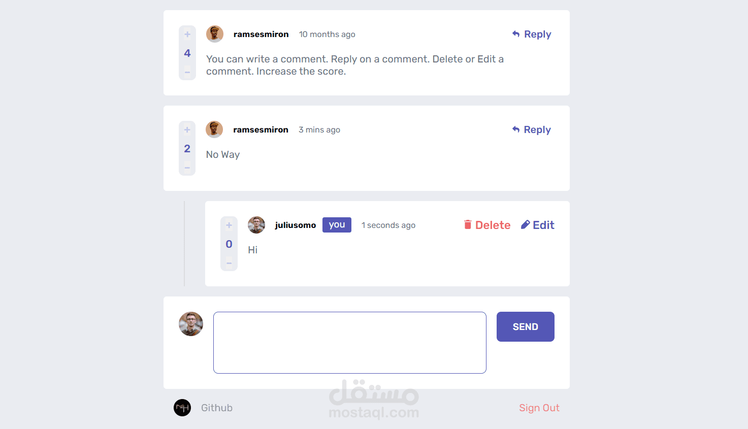 Interactive Comment Section