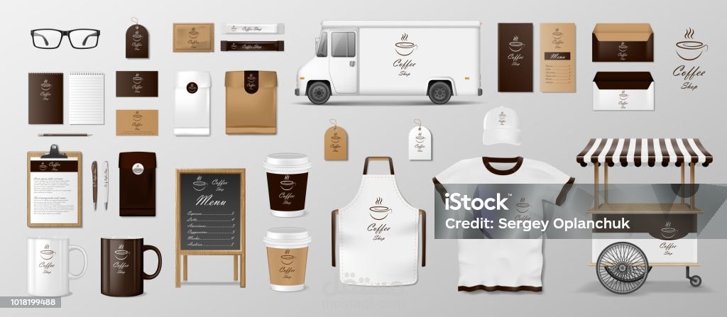 "هوية بصرية لكافيه مودرن عايز تصميم واقعى