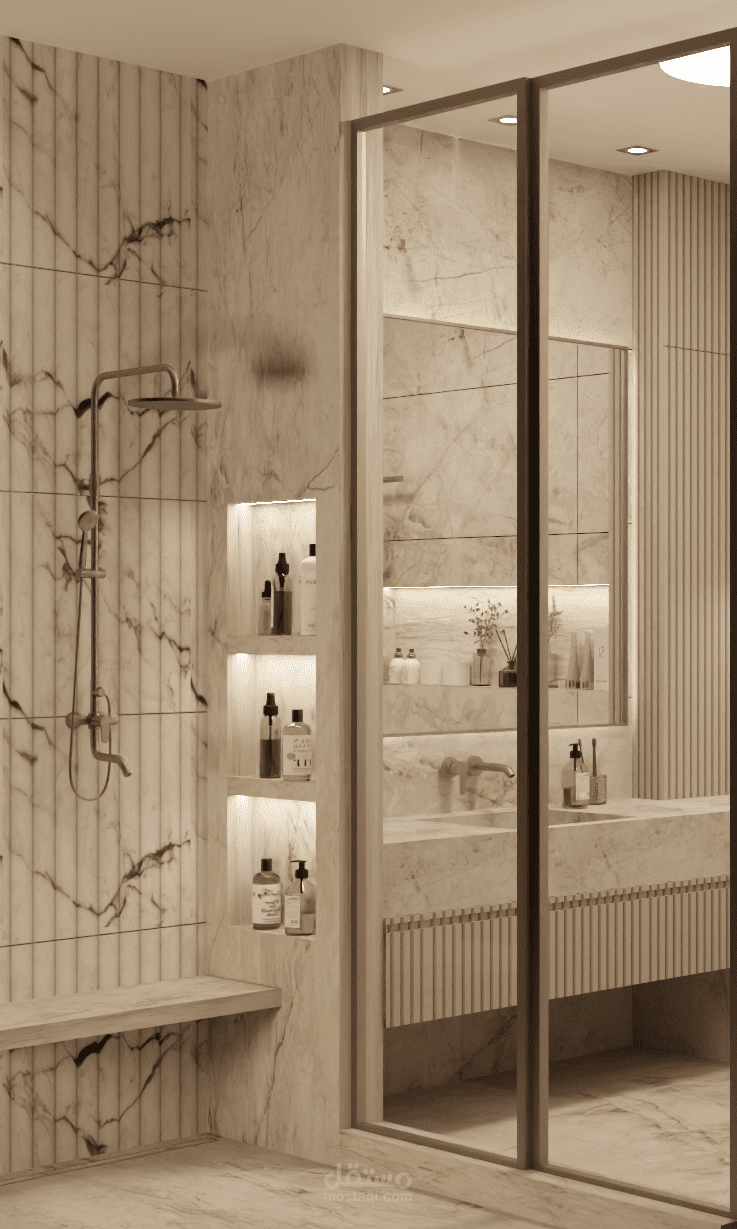 تصميم داخلي لحمامات مختلفة