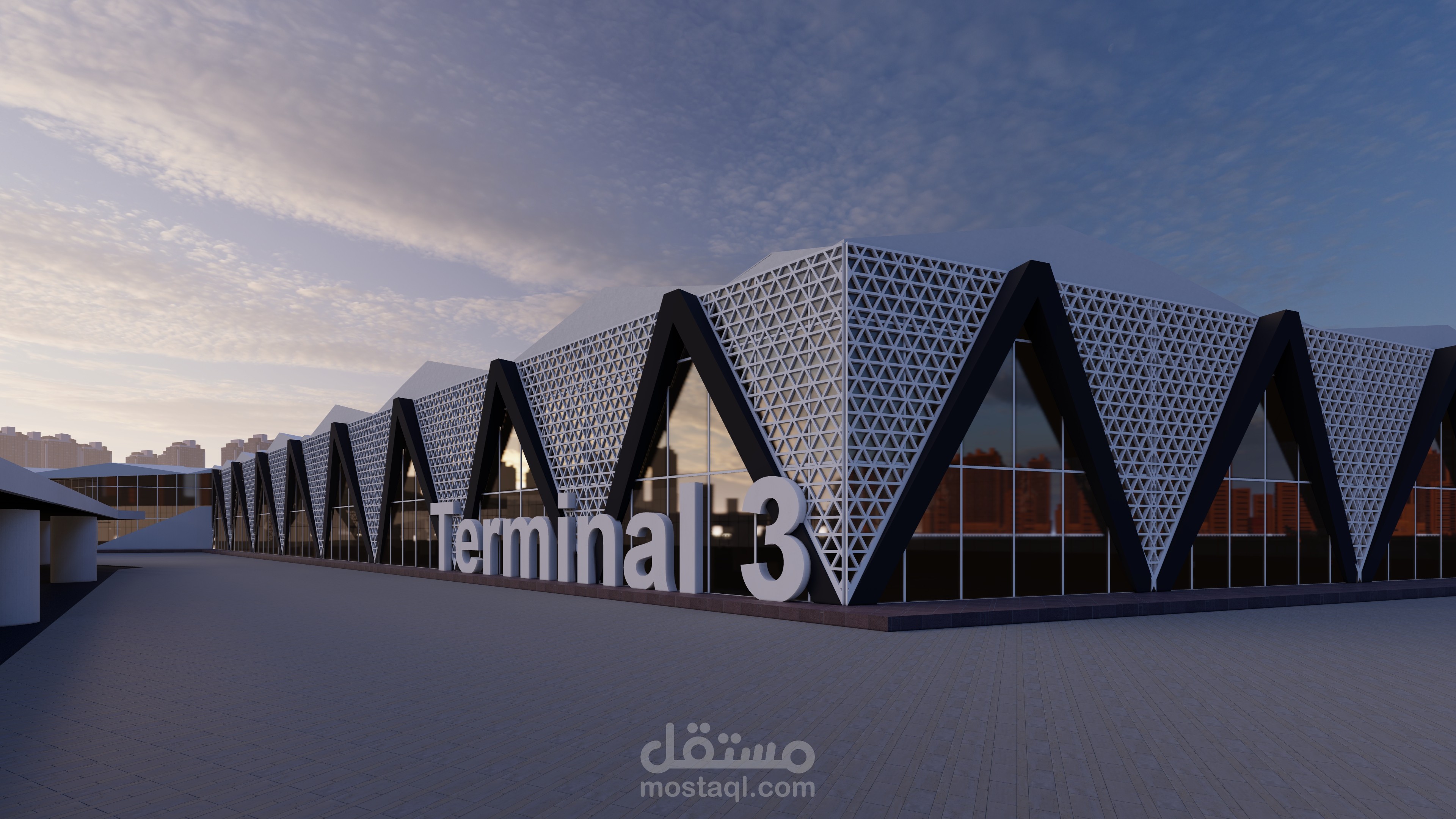 تصميم مطار – نمذجة ثلاثية الأبعاد وإخراج واقعي