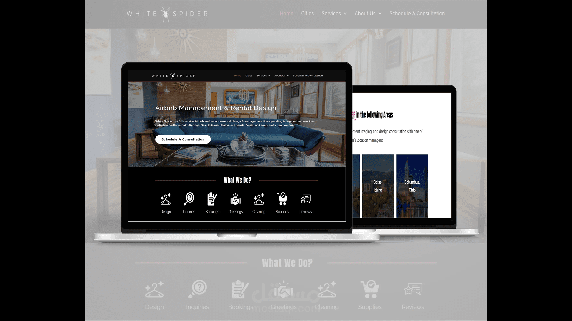 موقع لشركة White Spider تبيع خدمات Interior Designs