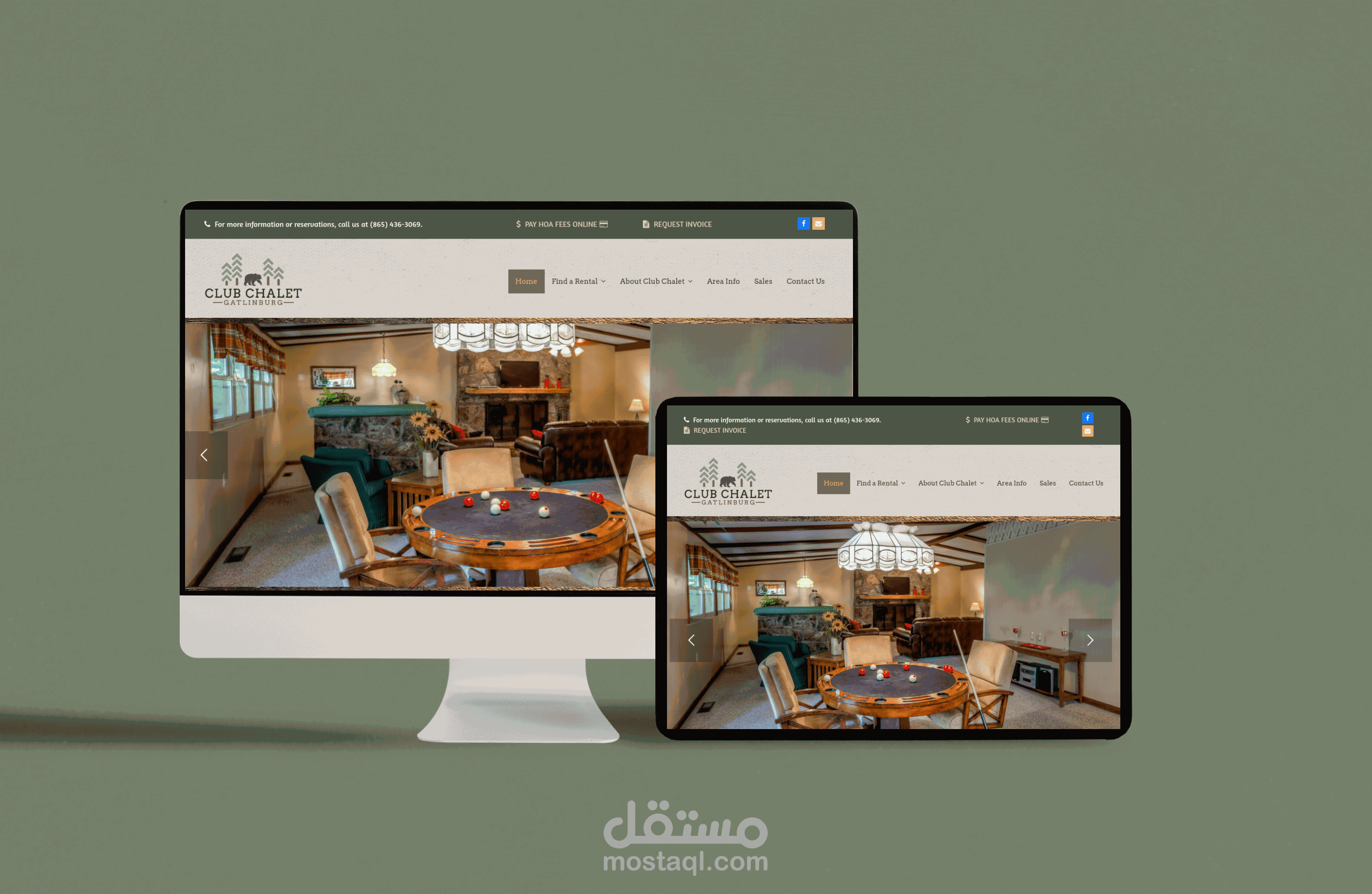 تصميم موقع إلكتروني لايجار شقق جبلية
