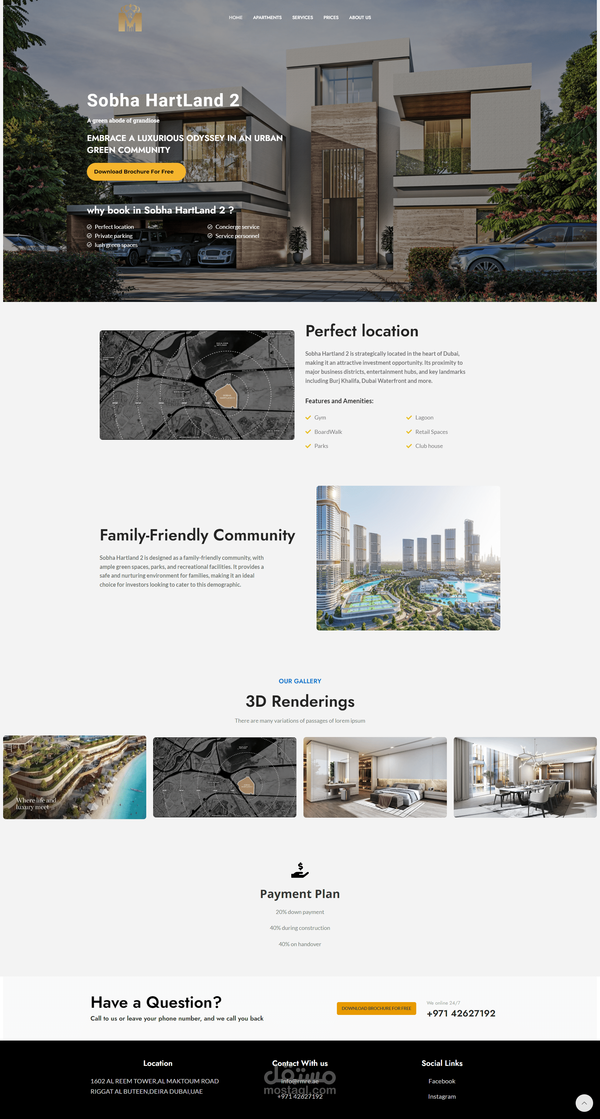 تصميم صفحة هبوط لشركة عقارات تفاعلية