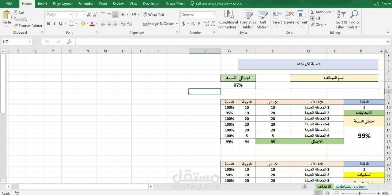 تقرير شهري خاص بالموظفين